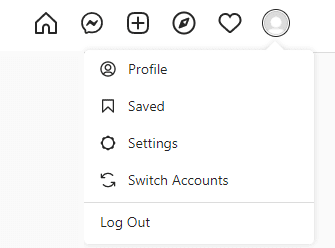 Instagram profile menu