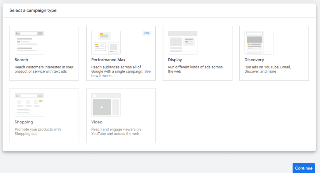 Select your Youtube Ads campaign type